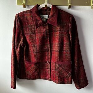 Vintage Jessica Howard Red Plaid Coat Size 10P